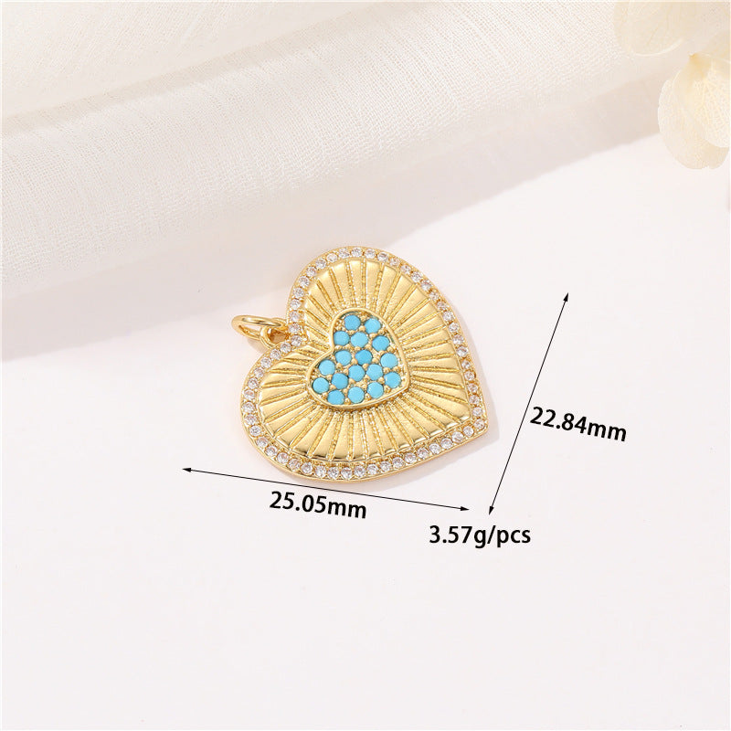 Pendentif à breloque 2 cœurs en émail époxy 14K GF strass embelli