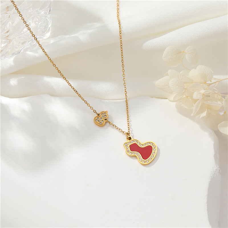 Collier de chaîne de câble à breloque 2 gourdes orné de strass 14K GF ras du cou avec rallonge