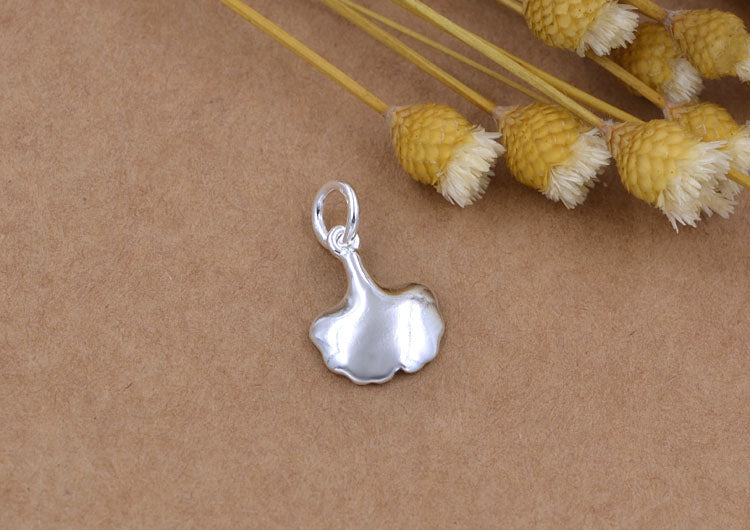 Pendentif à breloque en forme de petite feuille de Ginkgo en argent sterling S925