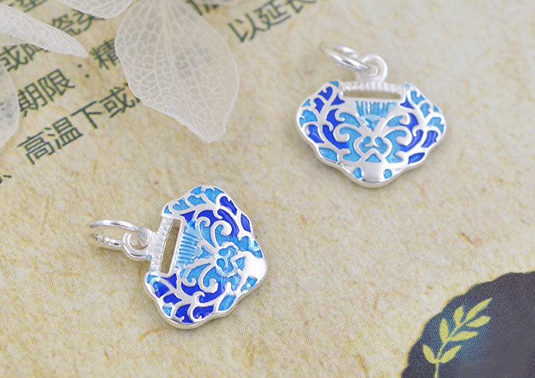 Pendentif à breloque de longévité en émail époxy en argent sterling S925