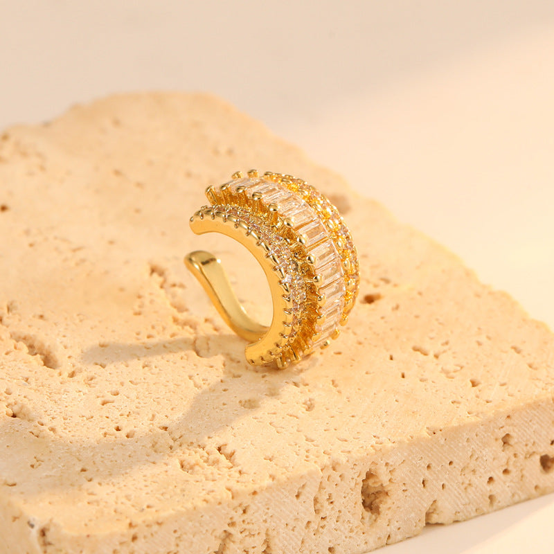 4 Chunky Earcuff Earrings Rhinestone Embellished 14K GF Earing