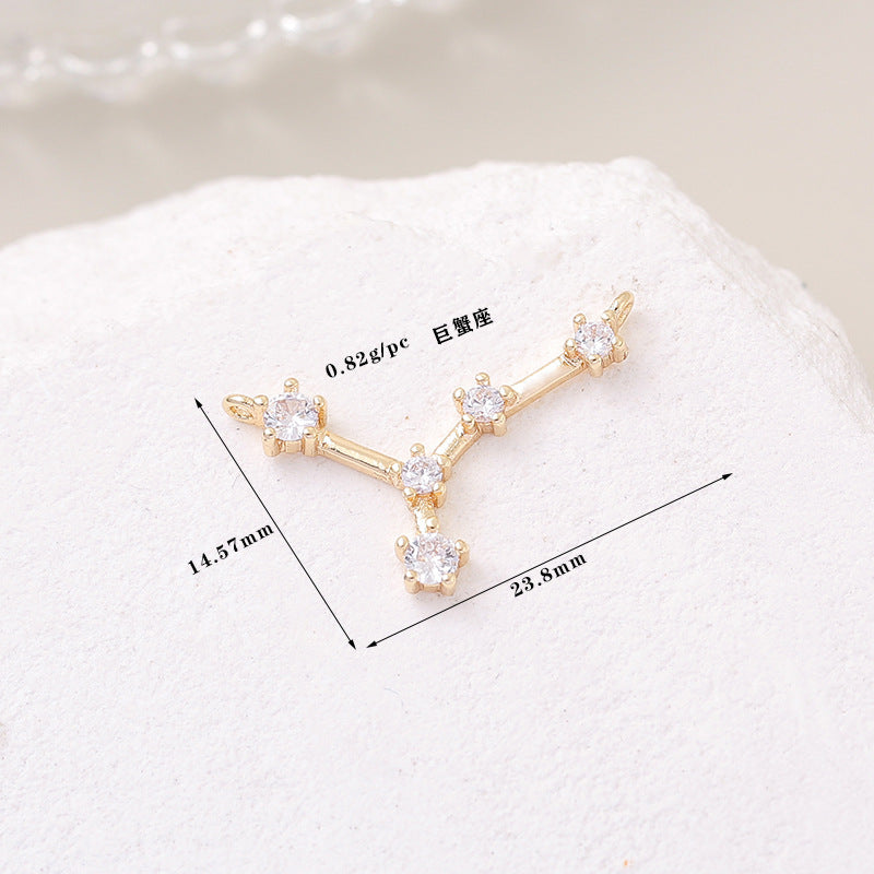 Pendentif à breloque zodiaque 2 étoiles orné de strass 14K GF