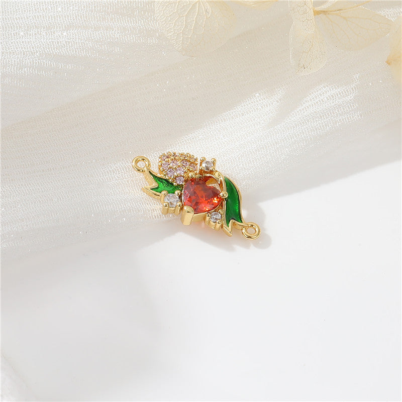 2 coeur floral lune cercle étoile arbre de Noël pendentif à breloque strass embelli 14K GF