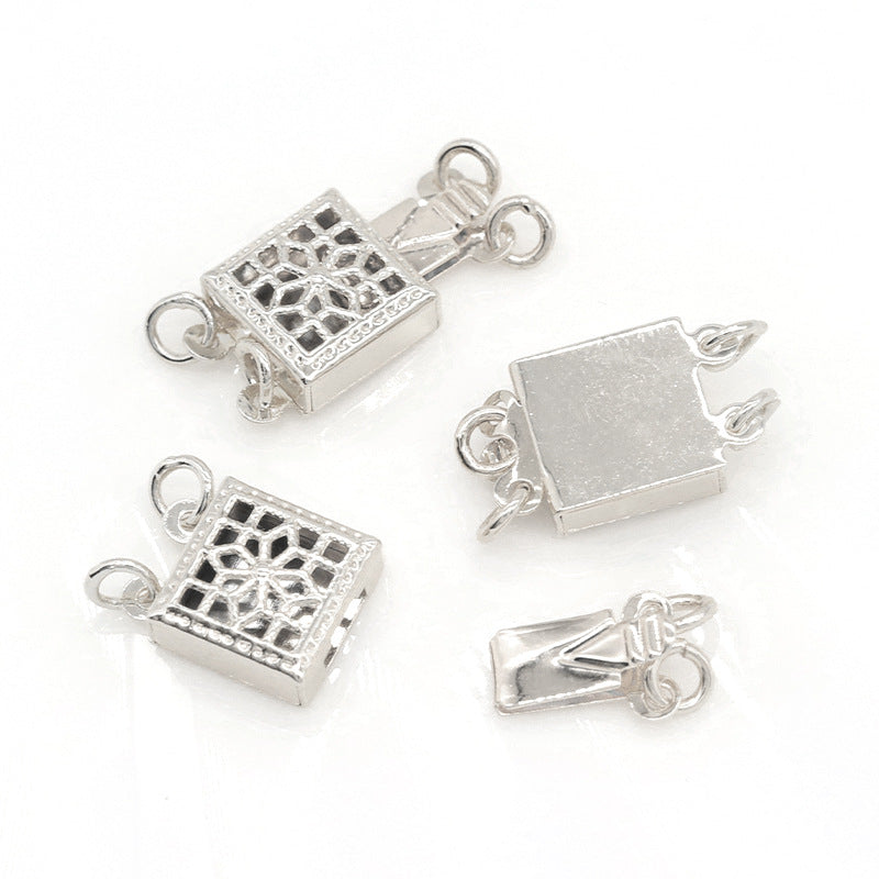 2 doppelt geschlungene Plug-in-Halsketten-Armbandverschlüsse aus 14-karätigem GF mit floralem Muster