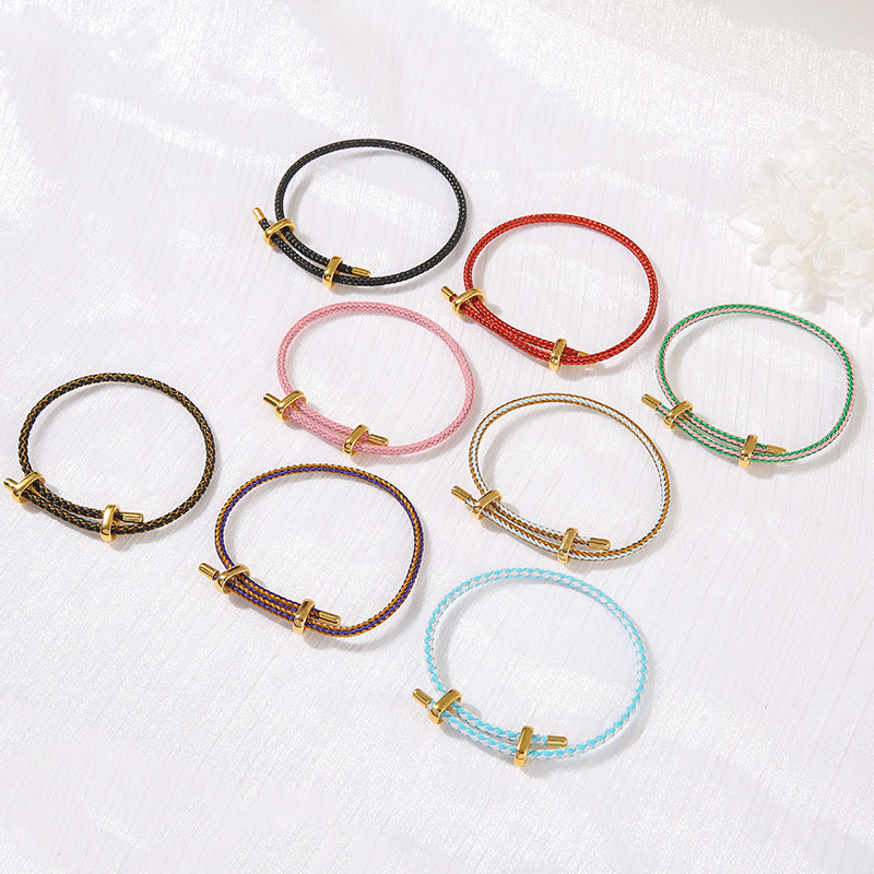 2 verstellbare schlichte geflochtene Schnurarmbänder aus 14-karätigem GF-Armband