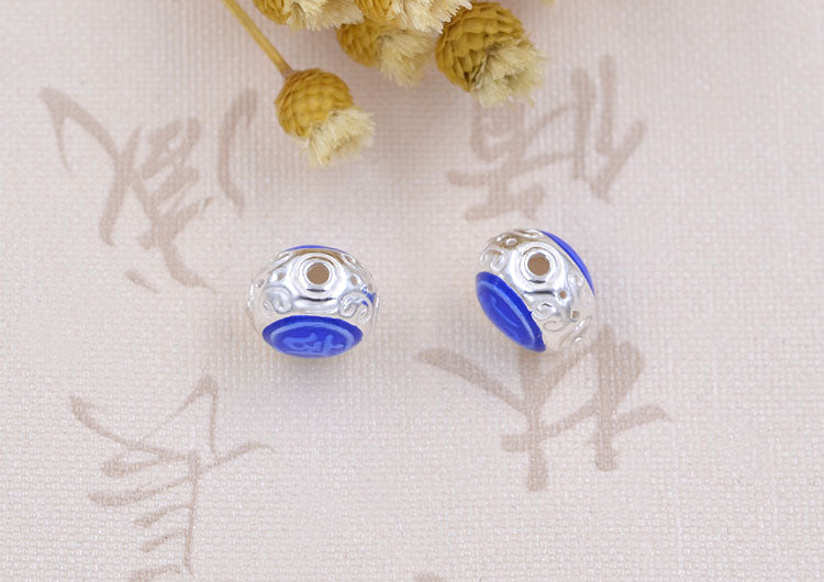 Argent sterling émail époxy tambour plat bouddhisme perle entretoise S925 trouver