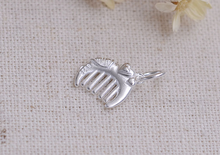 Pendentif à breloque en forme de petit peigne en argent sterling S925
