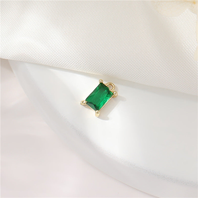 2 Waterdrp Rectangle Charm Pendant Rhinestone Embellished 14K GF