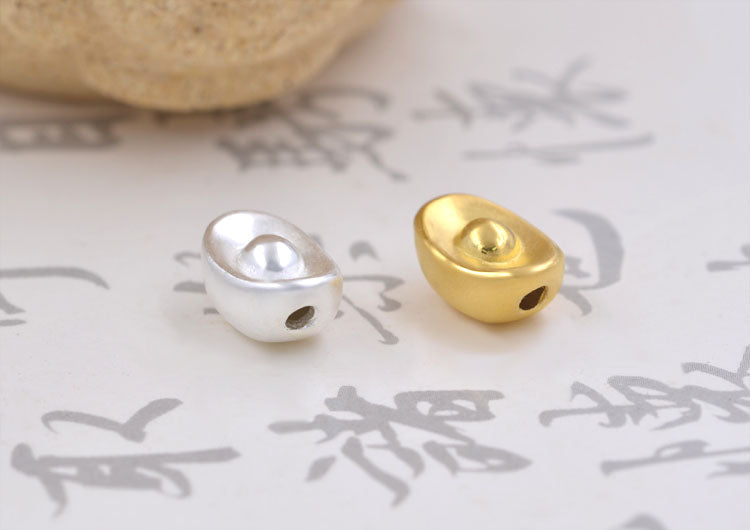 Perle de lingot d'or Fortune en argent sterling S990