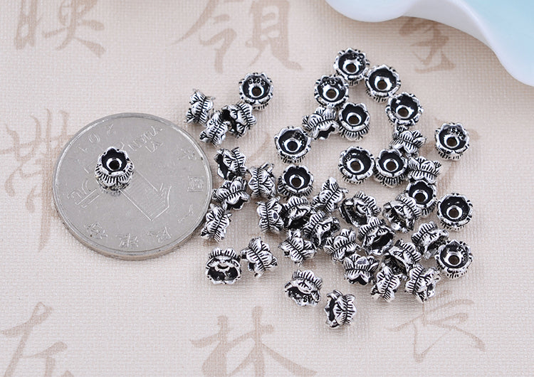 Perle florale de lotus en argent sterling, espaceur S925