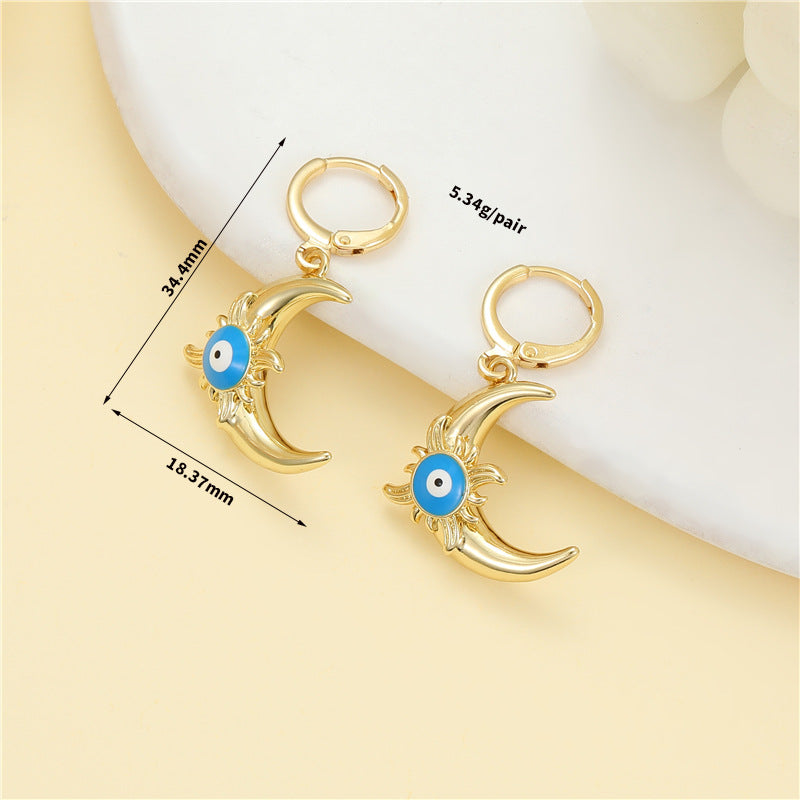 4 boucles d'oreilles créoles à breloques en émail époxy avec perles en strass ornées de perles 14K GF