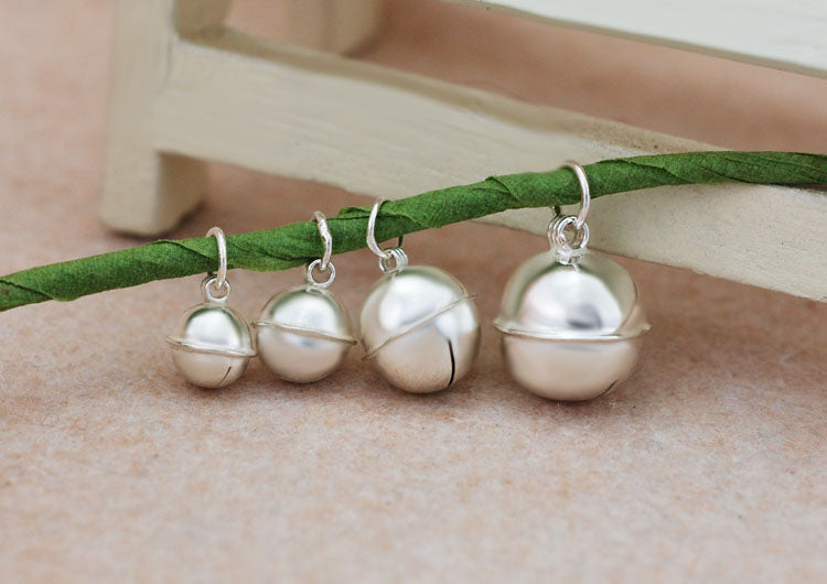 Sterling Silver Tiny Glossy Bell Charm Pendant S925 S990 Finding