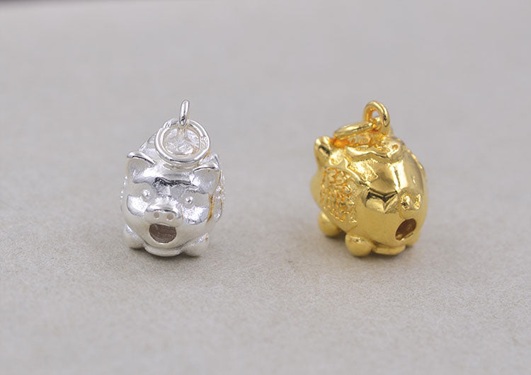 Pendentif à breloque petit cochon en argent sterling S925