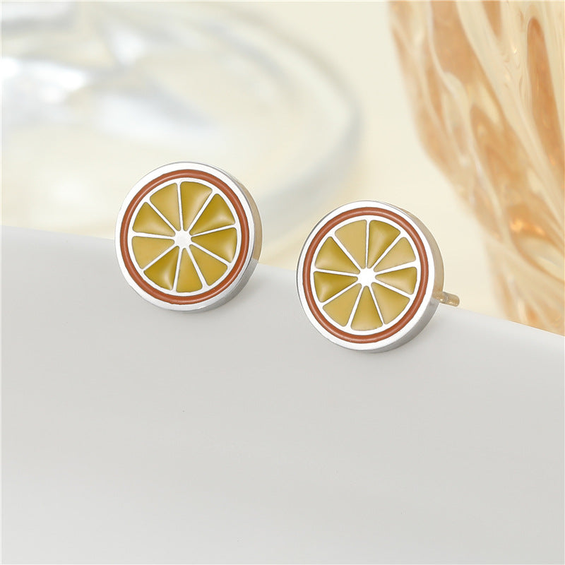 4 Émail Époxy Trèfle à quatre feuilles Orange Pastèque Floral Papillon Carré Coeur Cactus Boucles d’oreilles à tige 14K GF Strass Embelli Boucle d’oreille