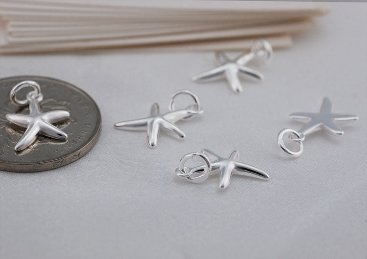 Sterling Silver Tiny Starfish Charm Pendant S925 Finding