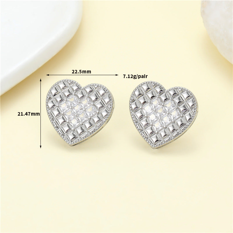 4 runde Kreis-Herzblatt-Schleifen-Rechteck-vierblättriges Kleeblatt-Ohrstecker, 14K GF-Strassverzierung