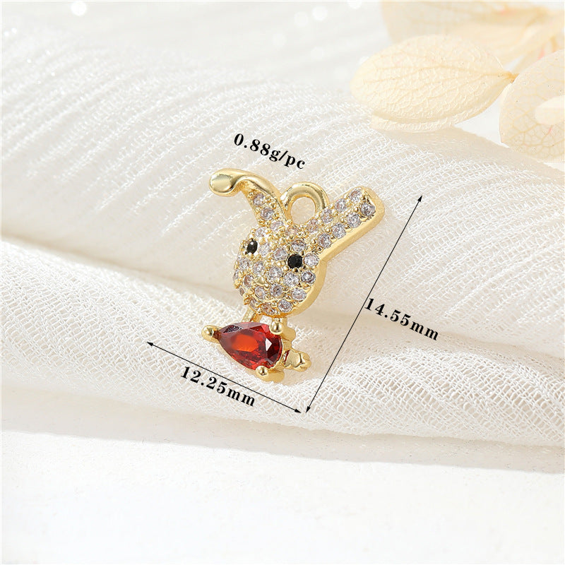 2 pendentif à breloque éléphant lapin conque strass embelli 14K GF