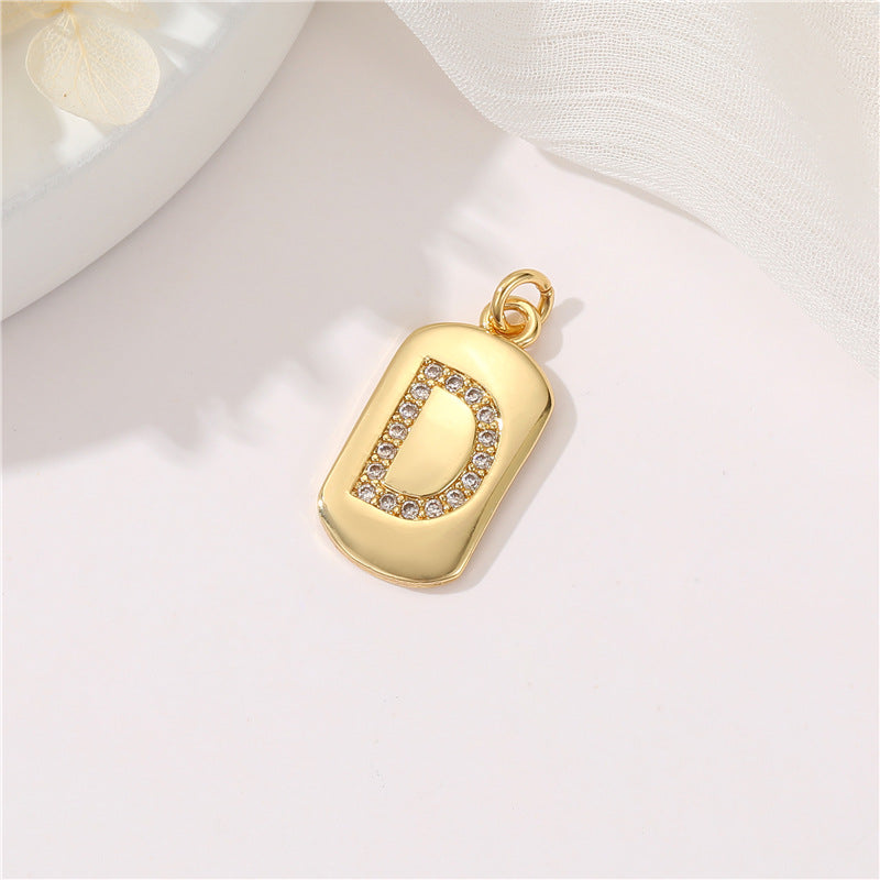 2 pendentif à breloque initiale Alphabet AZ orné de strass 14K GF