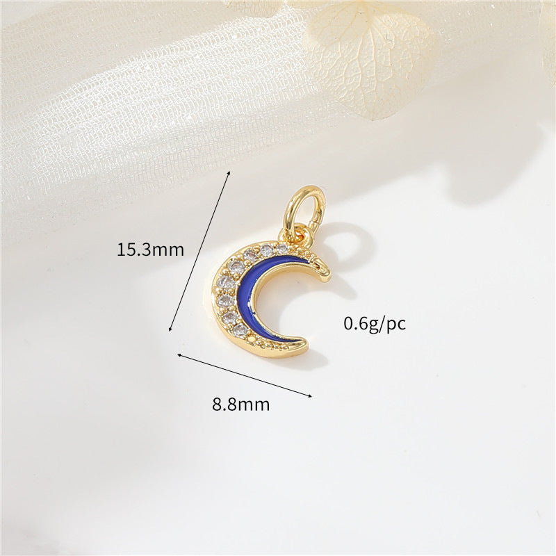 2 coeur floral lune cercle étoile arbre de Noël pendentif à breloque strass embelli 14K GF