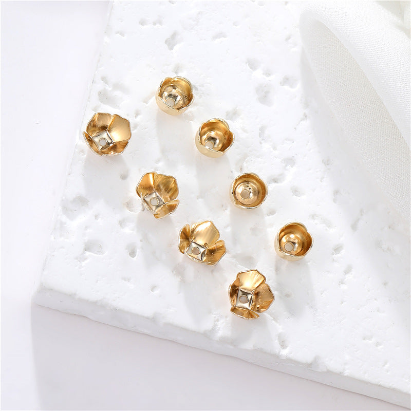 10 capuchons de perles florales, tasse 14K GF, entretoise de perles de charme