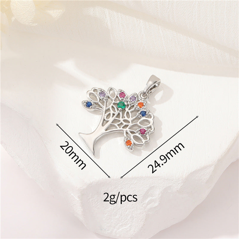 2 Blumen-Charm-Anhänger mit orangefarbener Baumrose, Strassverzierung, 14-karätiges GF