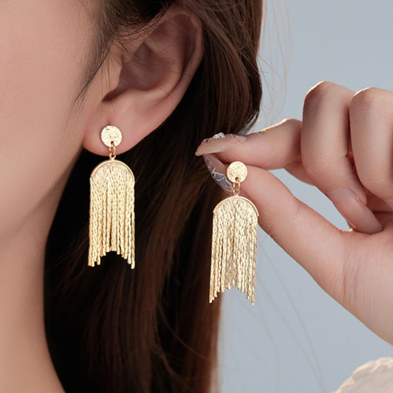 4 boucles d'oreilles à pampilles en chaîne serpent, ornées de strass, boucles d'oreilles 14K GF