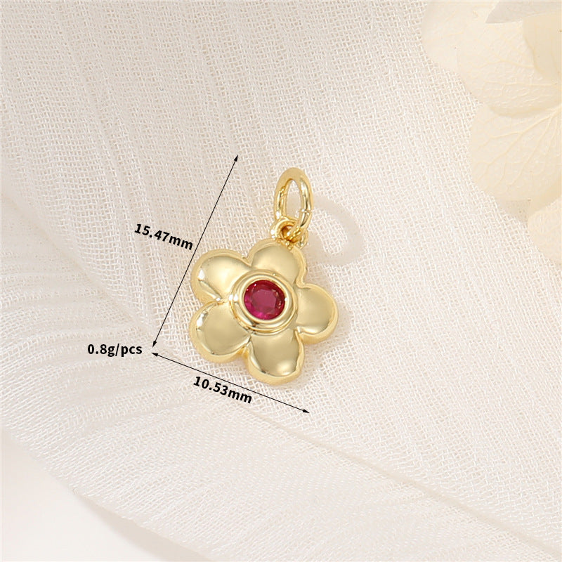 2 pendentifs à breloque coeur floral ornés de strass 14K GF