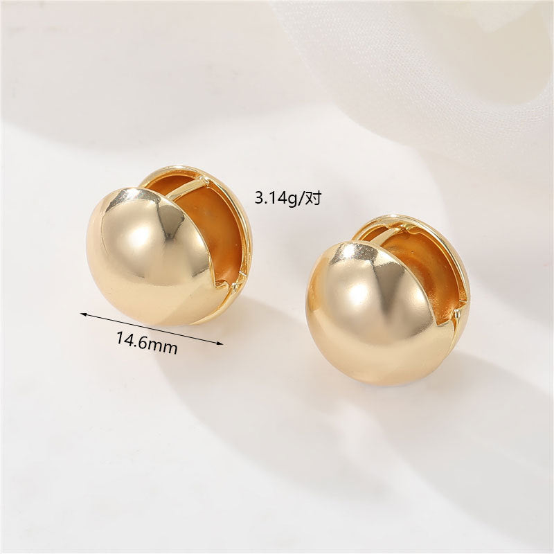 4 grosses boucles d'oreilles créoles rondes brillantes 14K GF