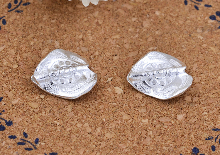 Perle d'espacement en forme de feuille de cœur sculptée en argent sterling S925