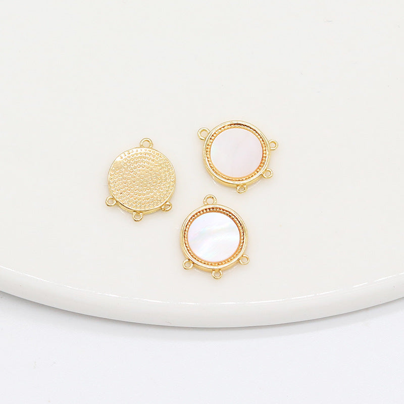 2 Round Diamond Snowflake Floral Charm Pendant Rhinestone Embellished 14K GF