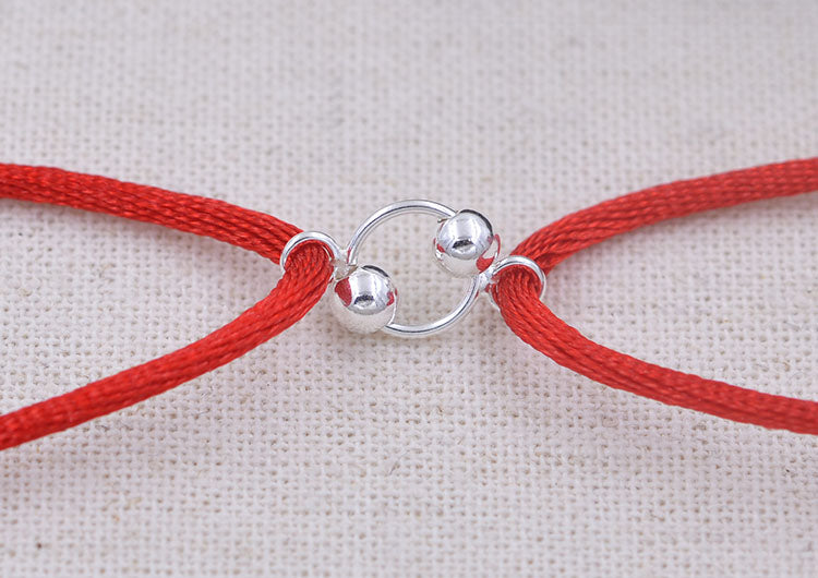 Argent sterling minuscule double boucle perles ovale cercle charme connecteur S925 trouver