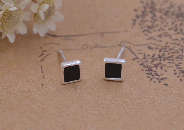 Boucles d'oreilles en argent Sterling émail époxy carré rond étoile coeur goutte d'eau Triangle S925
