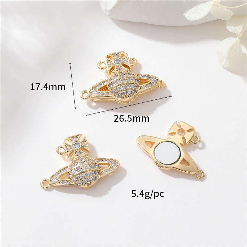 2 fermoirs magnétiques papillon Saturne rectangulaire citrouille, connecteur de fermoirs pendentif 14K GF