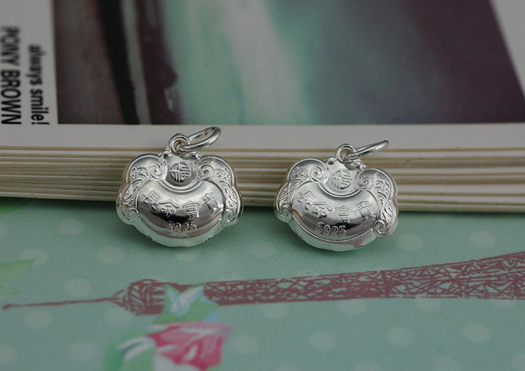 Sterling Silver Longevity Lock Charm Pendant S925 S990 Finding