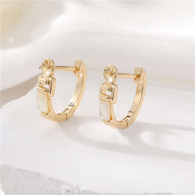4 boucles d'oreilles créoles rondes ornées de strass 14K GF Earing