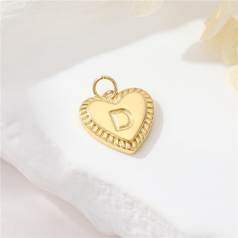 Pendentif à breloque 2 coeurs initiales Alphabet AZ 14K GF