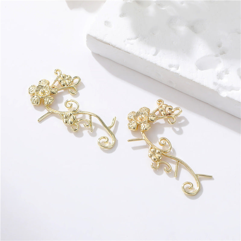 2 pendentif de charme de branche florale 14K GF perle semi-percée perle vierge