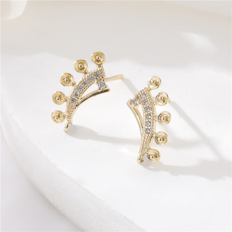 4 boucles d'oreilles papillon, signe de musique florale, lapin, spirale, ornées de strass, 14K GF, boucle d'oreille à moitié percée, perle vierge