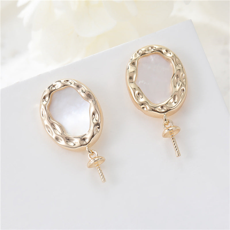 4 boucles d'oreilles florales à tige ornées de strass 14 carats GF, perles semi-percées vierges