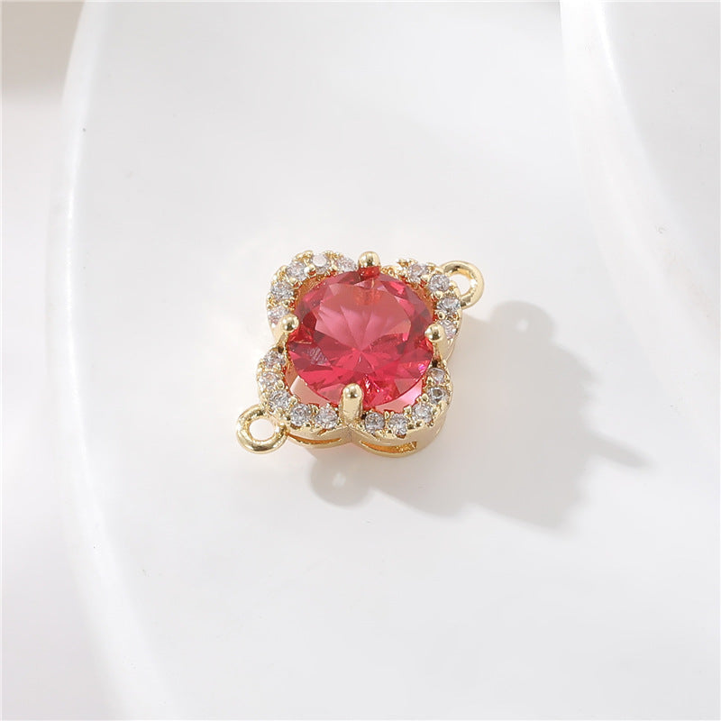 2 connecteurs de charme floral à double boucle ornés de strass 14K GF