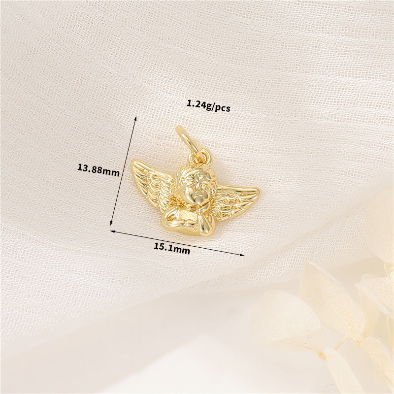 Pendentif à breloque 2 anges Cupidon 14K GF