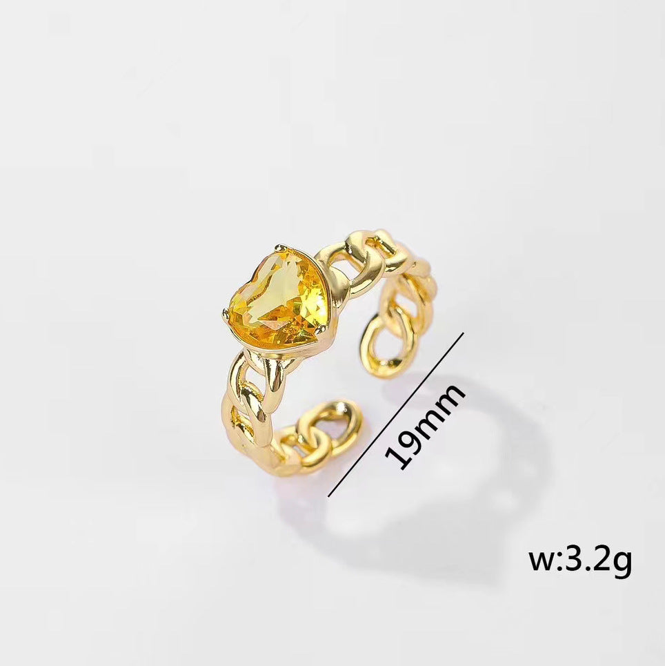 2 Statement-Ringe mit offener Kreis-Kabelkette und 14-karätigem GF mit Strasssteinen