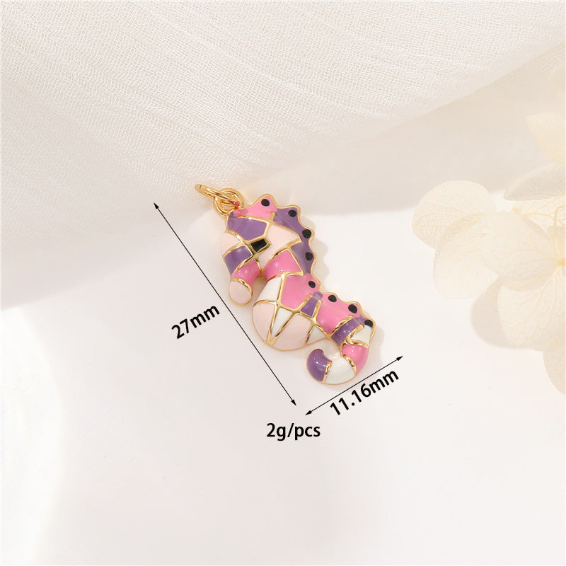 2 Whale Octopus Seahorse Shell Conch Starfish Coral Jellyfish Charm Pendant Rhinestone Embellished 14K GF