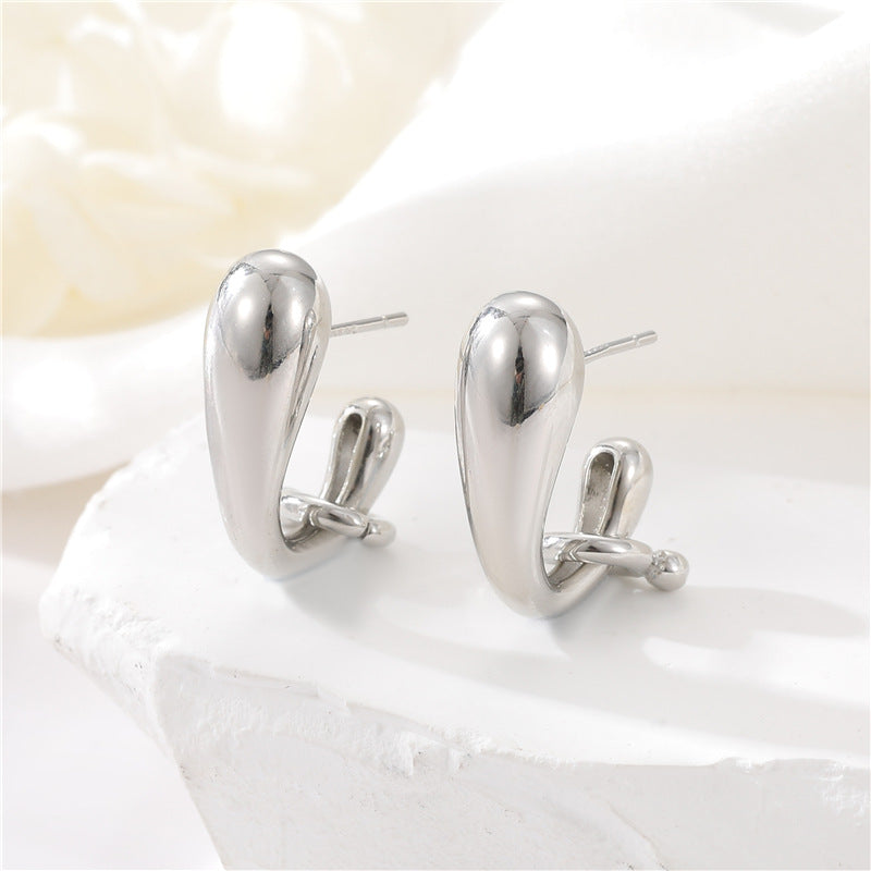 4 boucles d'oreilles épaisses en demi-cercle 14K GF Earing