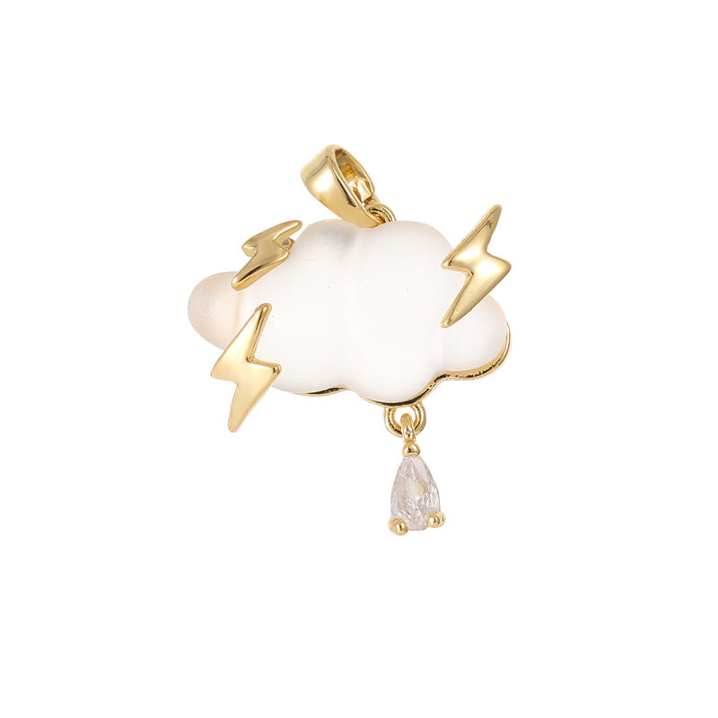 2 Méduses Floral Nuage Coeur Charme Pendentif Strass Incrusté 14K GF