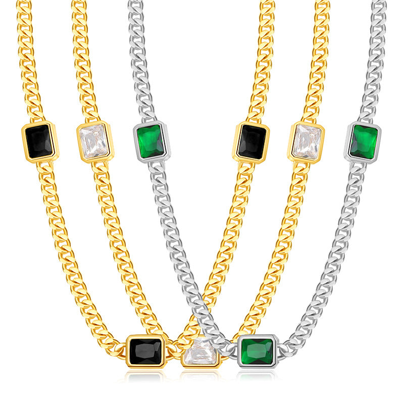 2 gros collier de chaîne de câble plat orné de strass 14K GF tour de cou