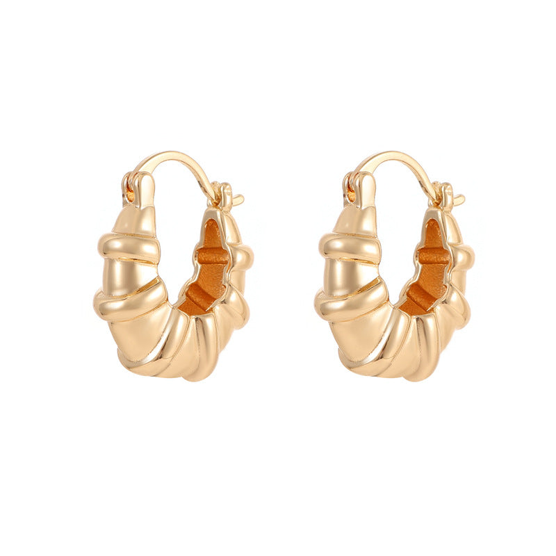 4 boucles d'oreilles créoles rondes torsadées épaisses 14K GF