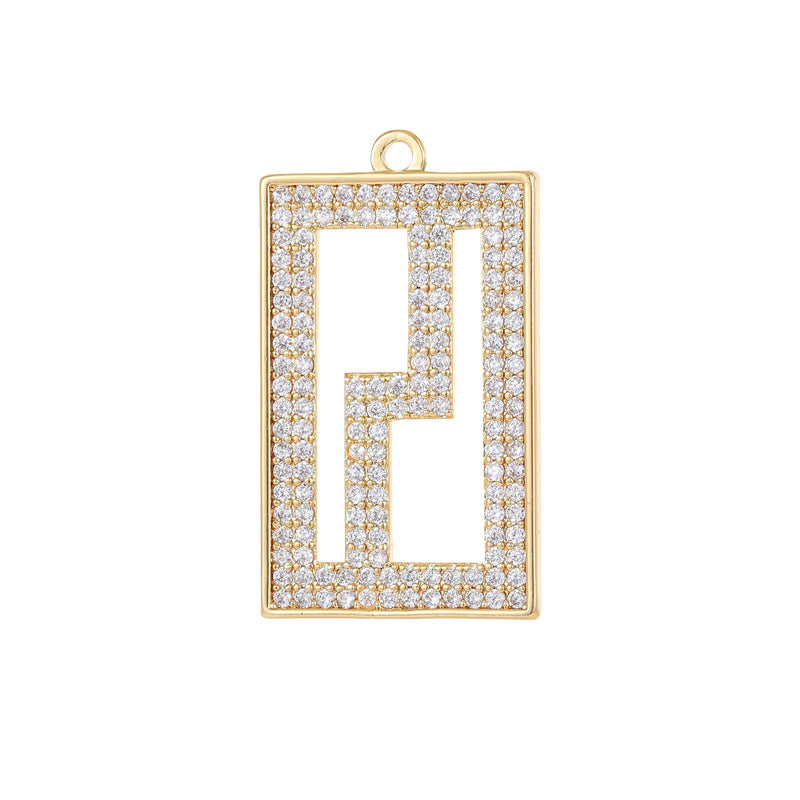 Pendentif à breloque 2 pièces rectangulaires 14K GF