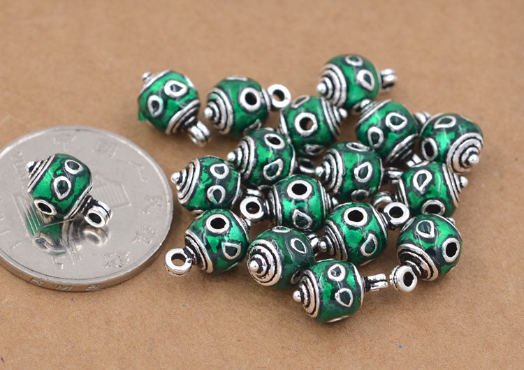 Sterling Silver Enamel Epoxy Round Bead Spacer with Loop S925 Finding