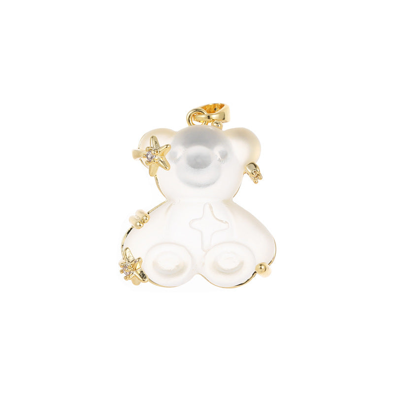 2 pendentif à breloque lapin ours strass incrusté 14K GF